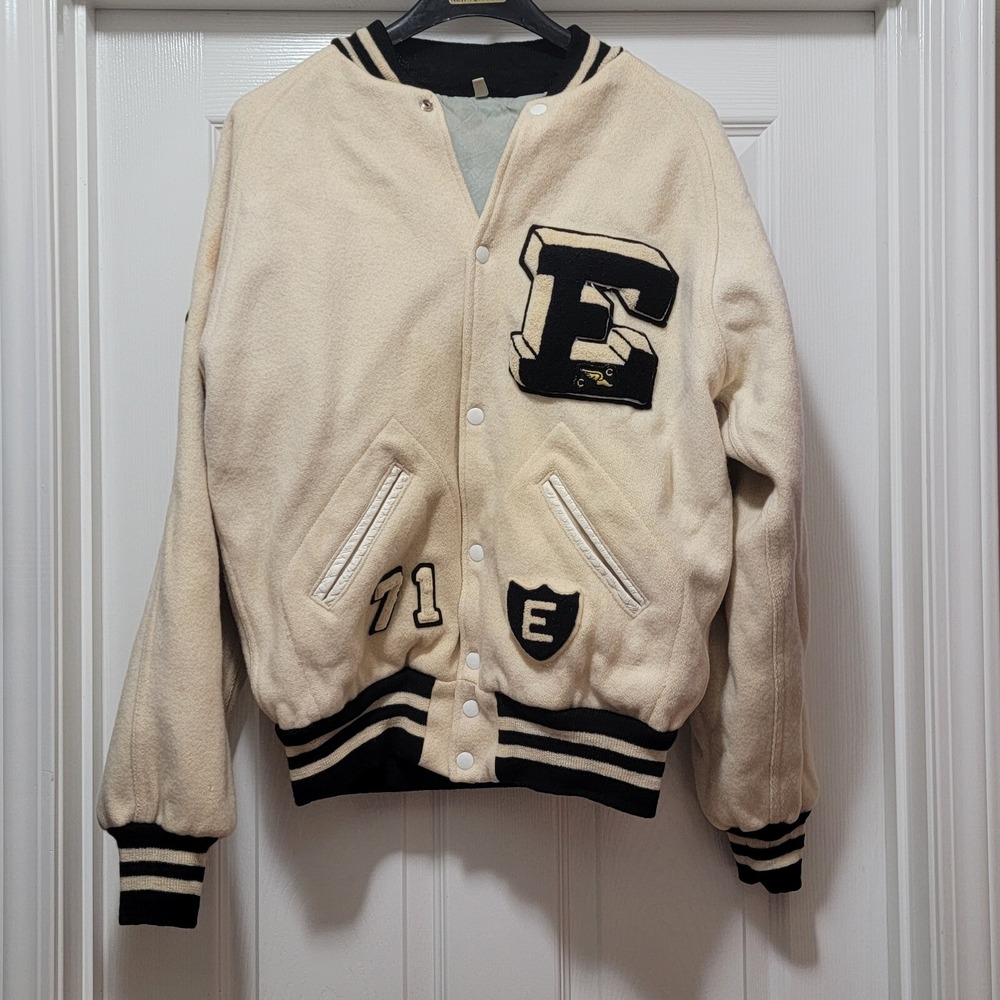 Cross Country Varsity Letterman Jacket Wool Leather Men's 46 VTG‎ 1971 READ